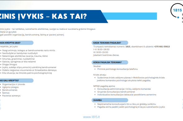 PAGALBA ŠEIMOMS, ORGANIZACIJOMS, BENDRUOMENĖMS PO KRIZINIO ĮVYKIO